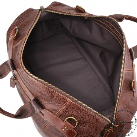 Кожаная дорожная сумка "Мегаполис" (фактура коричневая)